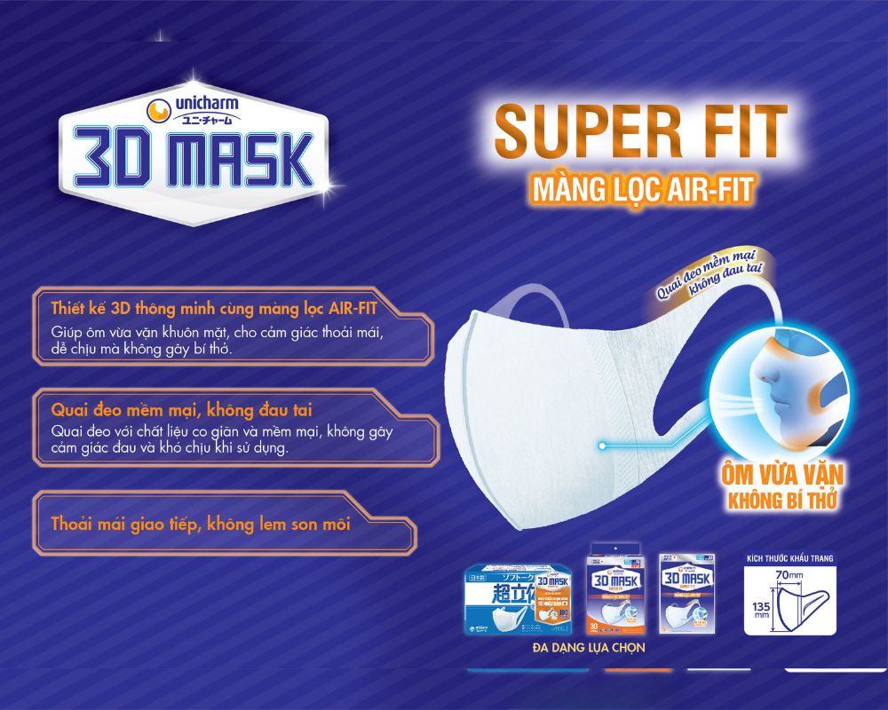 Khẩu Trang Unicharm 3D Mask Nhật Bản