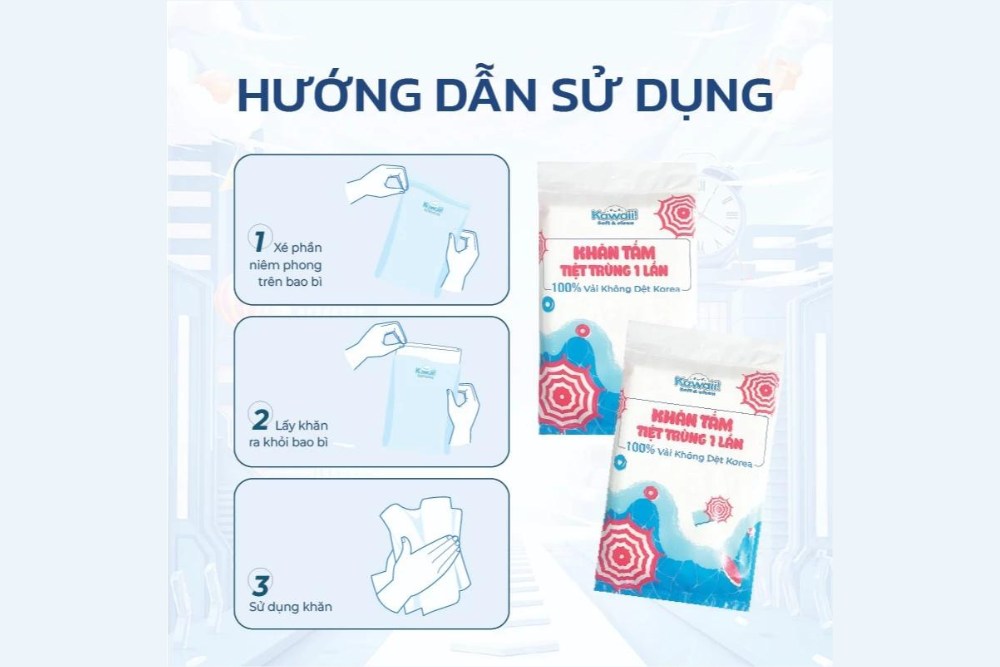 Hướng dẫn sử dụng khăn tắm dùng 1 lần