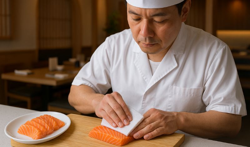 Vai trò của khăn thấm khô thực phẩm trong chế biến sashimi
