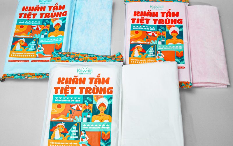 khăn tắm dùng 1 lần chọn mua - mẫu Kawaii VinaGreen