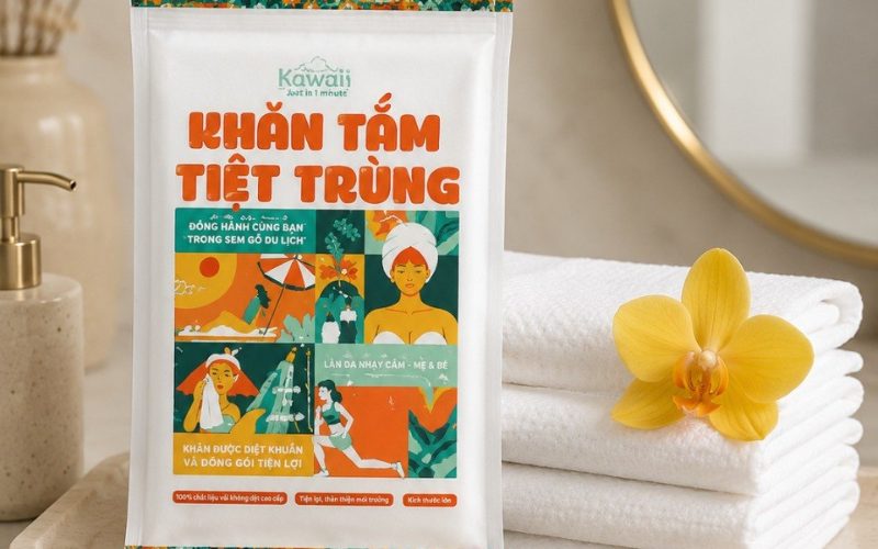 Khăn tắm dùng 1 lần Kawaii đóng gói