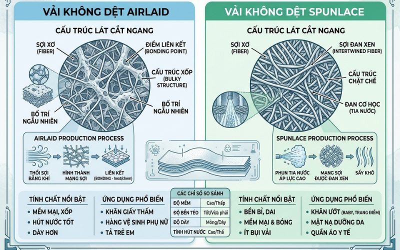 So sánh nhanh Airlaid và Spunlace