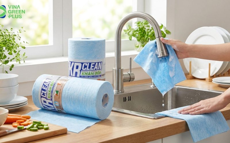 khăn lau bếp vải không dệt VinaGreen Plus