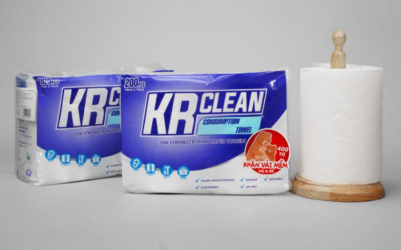 Gói khăn vải cho mẹ và bé KRCLEAN 400 tờ kích thước 15x15cm của VinaGreen
