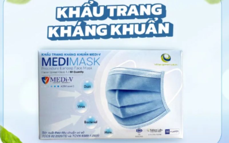 Khẩu trang y tế kháng khuẩn 4 lớp Vina Green Plus
