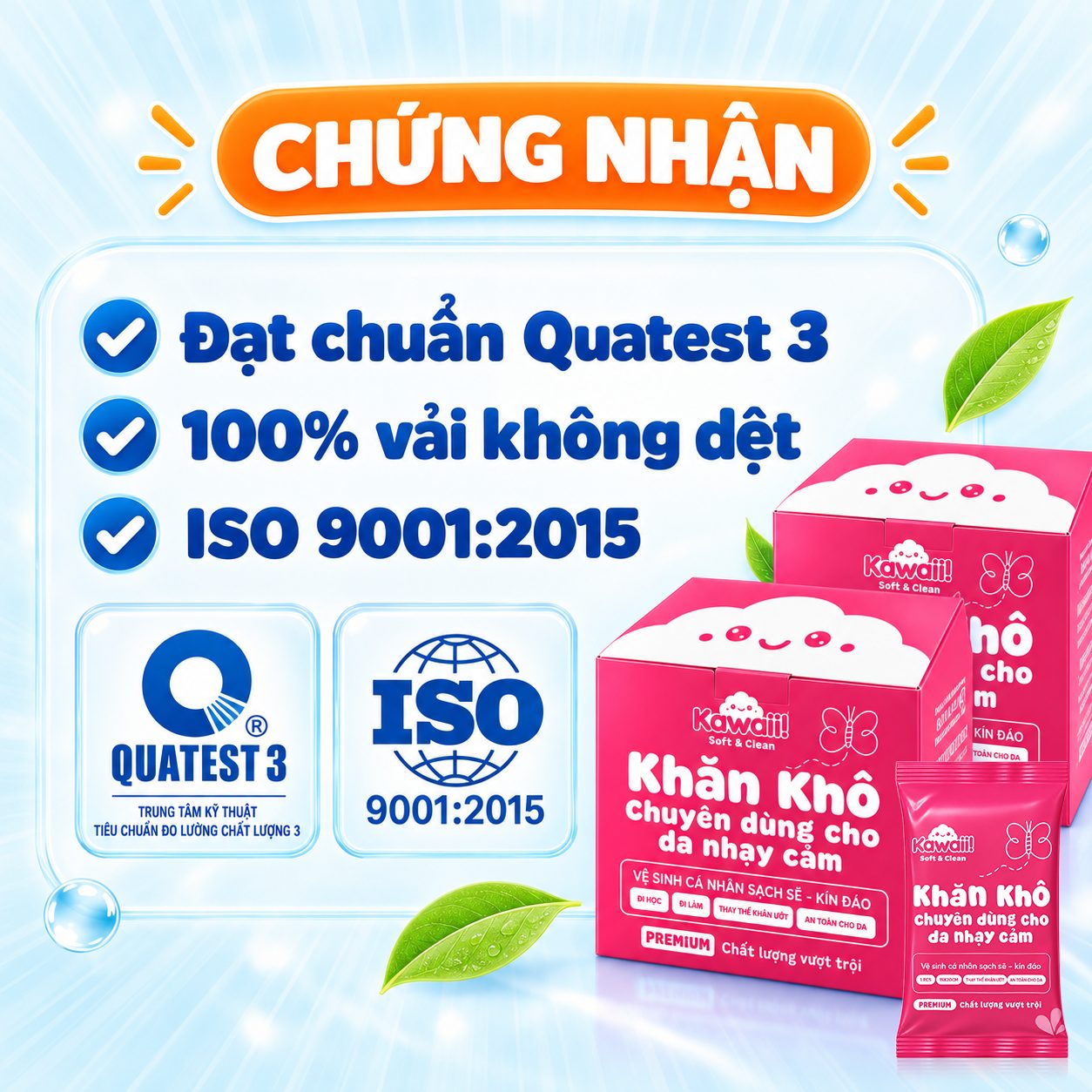 khăn khô dạng gói kawaii 5 khăn khô dạng gói kawaii 5