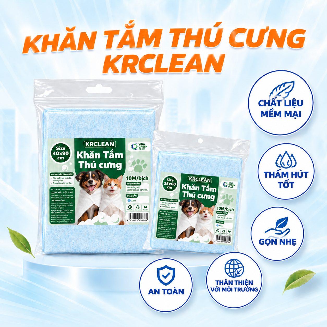 khăn tắm thú cưng KRCLEAN 1 khăn tắm thú cưng KRCLEAN 1