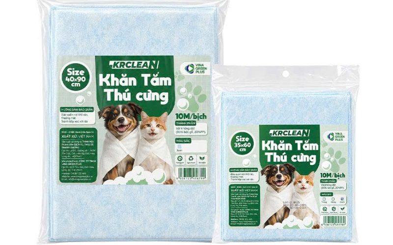 khăn lau thú cưng KRCLEAN túi 10 khăn màu xanh