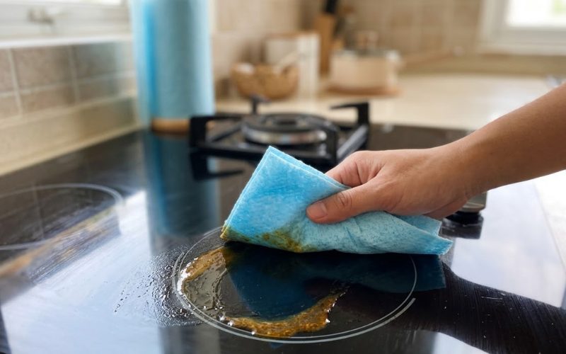 Khăn lau bếp dùng 1 lần lau vết dầu mỡ trên mặt bếp