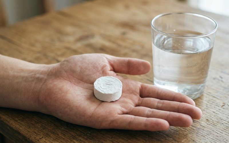 khăn tắm nén dạng viên kẹo trước khi thả vào nước