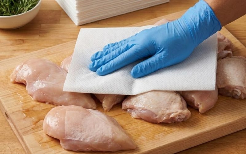 Thấm Ráo Nước Bằng Khăn Lau Thực Phẩm Chuyên Dụng