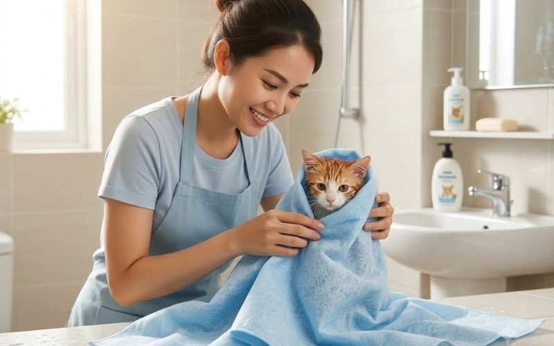 khăn tắm thú cưng cho mèo